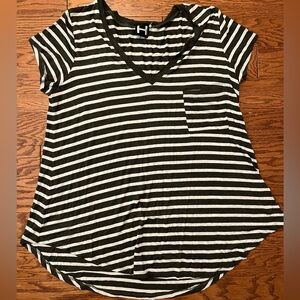 H by Bordeaux Striped V-Neck Shirt